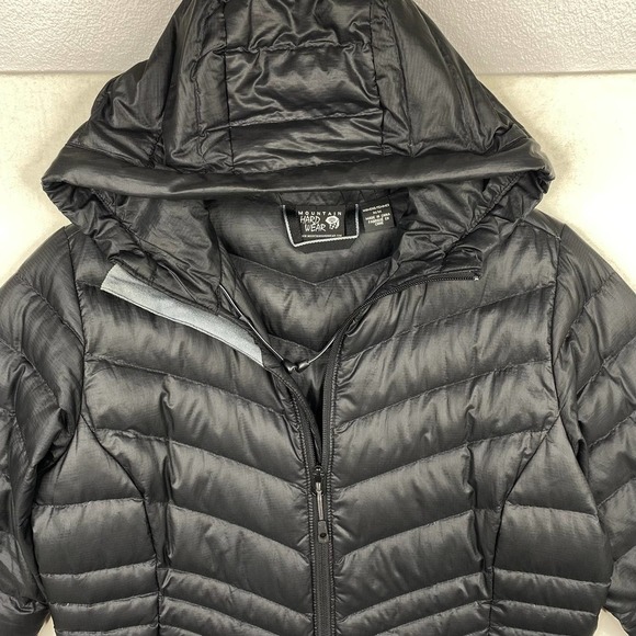 Women's Mountain Hardwear Marblemount Down Feather Black Parka with Hood-Medium - Picture 7 of 10